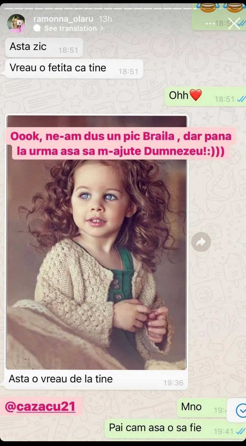 Conversație despre viitorul copil între Ramona Olaru și Cătălin Cazacu