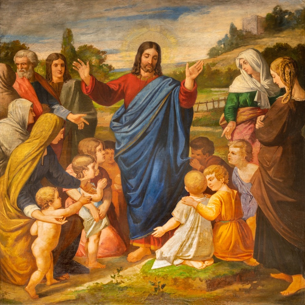 Icoană cu Iisus Hristos, înconjurat de creștini