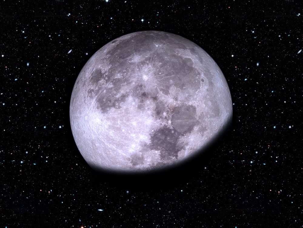 Lună Plină, fotografiată de aproape, când cerul era întunecat și plin de stele