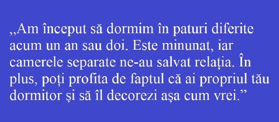 Una dintre experiențele celor care dorm separat de partenerul din cuplu.