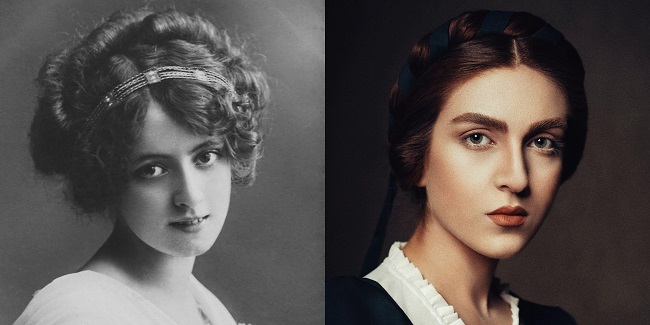 Portretele a două femei surprinse în poze vechi.