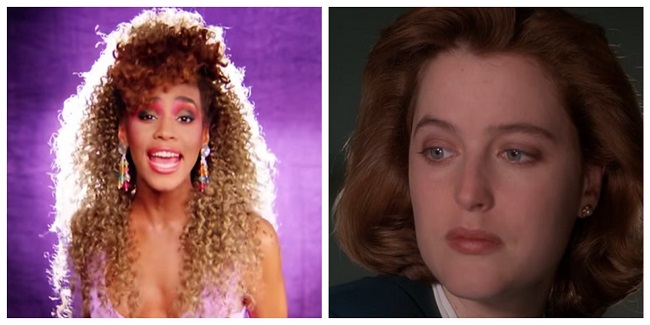 Whitney Houston în videoclipul „I Wanna Dance With Somebody” și Gillian Anderson în „Dosarele X”