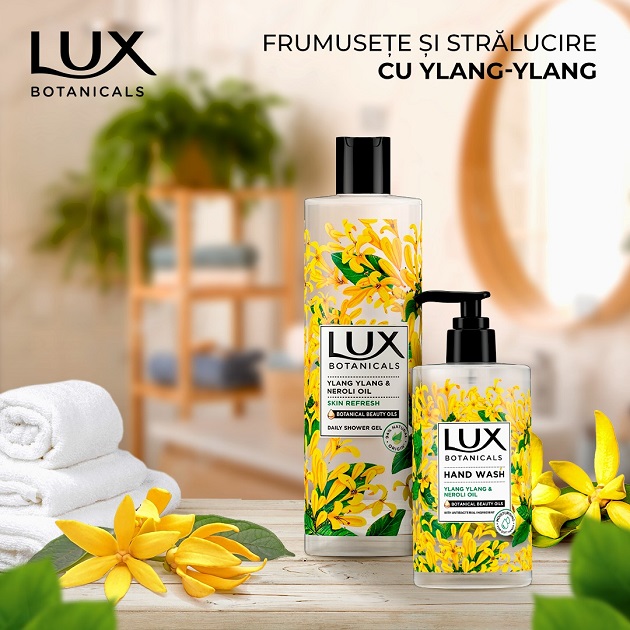 Săpun lichid și gel de duș de la Lux Botanicals cu Ylang-ylang și ulei de Neroli