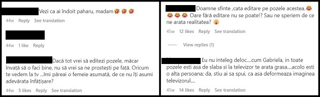 Criticile și observațiile primite de Gabriela Cristea pe Instagram