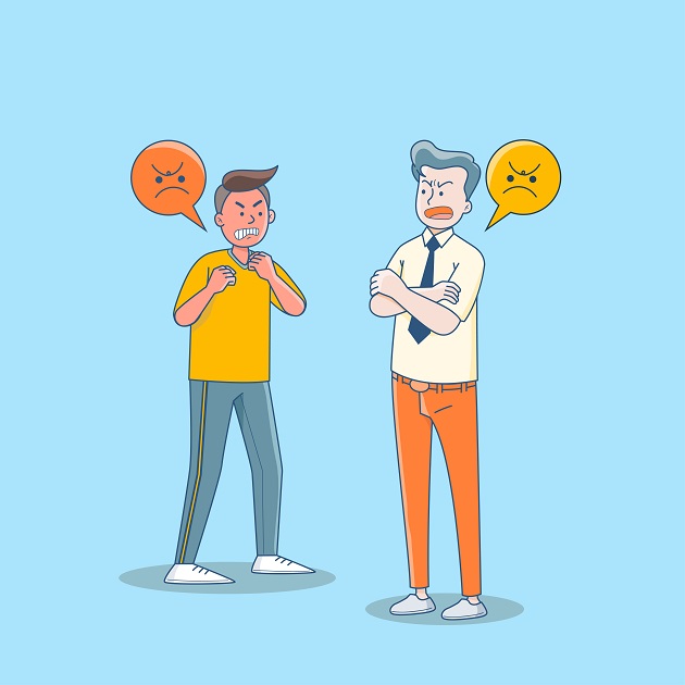 Ilustrație cu doi bărbați furioși care se ceartă