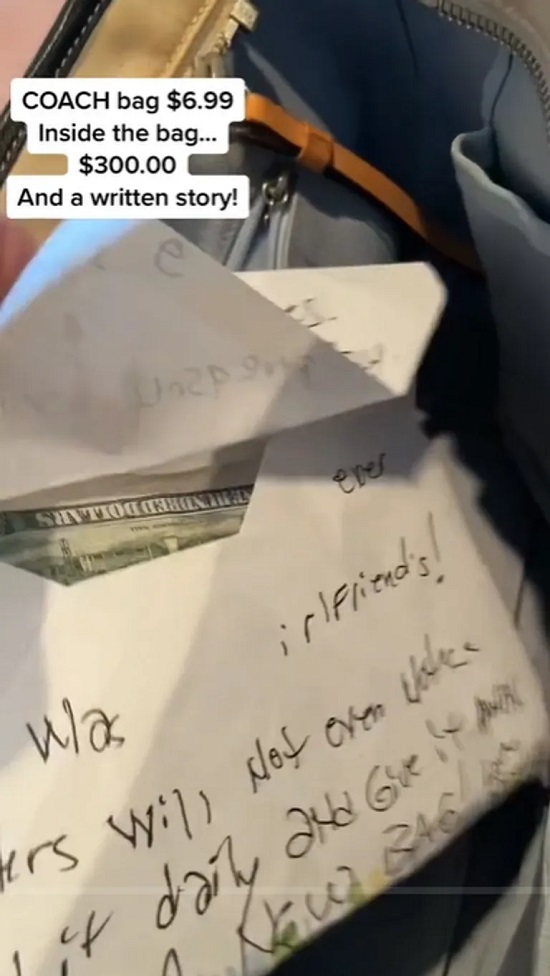 Plicul cu bani găsit de femeie în geanta pe care a cumpărat-o