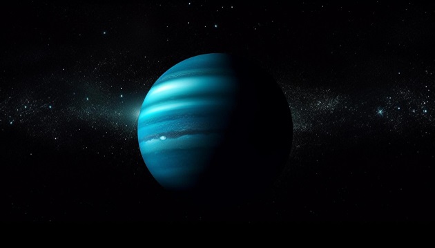 Ilustrație cu planeta Uranus pe timp de noapte