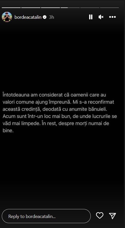 Mesajul publicat de Cătălin Bordea când au apărut în presă imagini cu fosta lui soție și prietenul său
