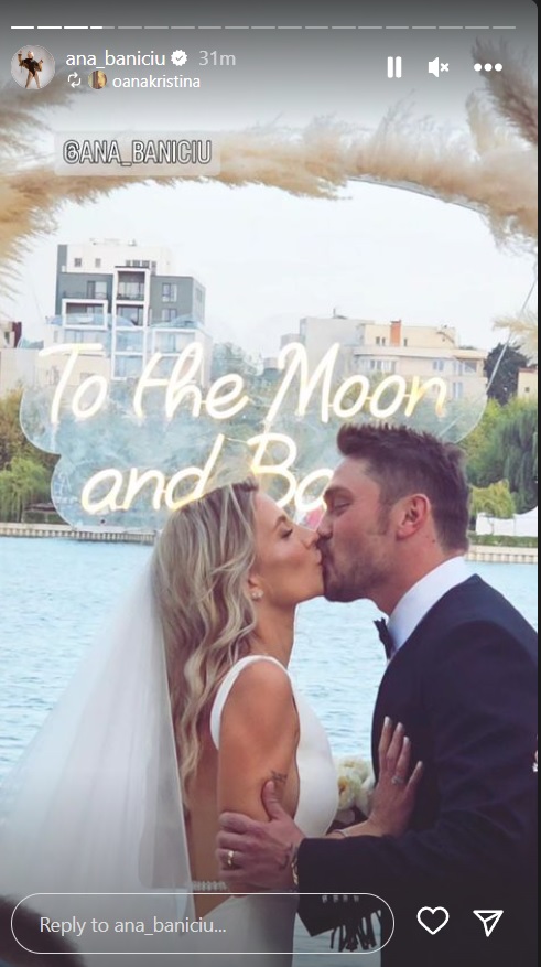 Ana Baniciu și Edy Kovacs sărutându-se la nunta lor