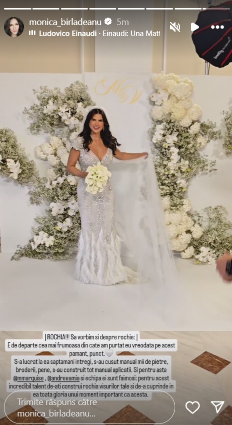 Monica Bîrlădeanu în prima rochie de mireasă purtată la nuntă