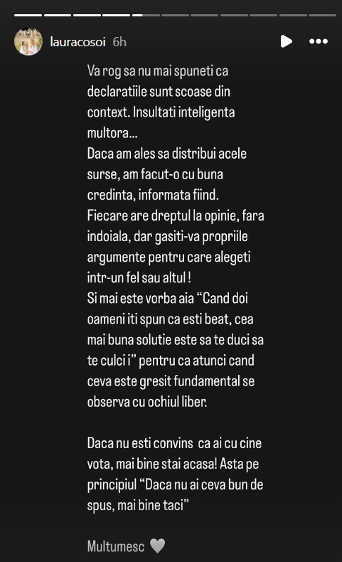 Mesajul postat de Laura Cosoi pentru susținătorii lui Călin Georgescu