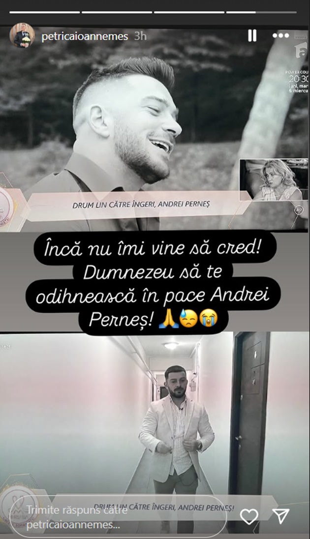 Mesajul postat de Petrică Nemeș pe InstaStory după ce a aflat că Andrei Perneș a murit