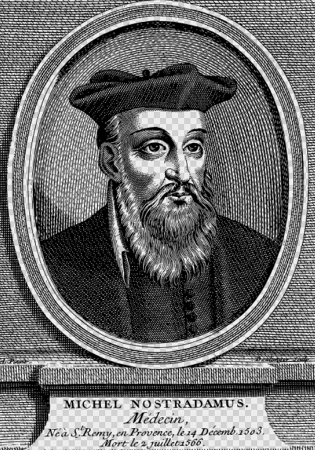 Portretul lui Nostradamus realizat în alb și negru