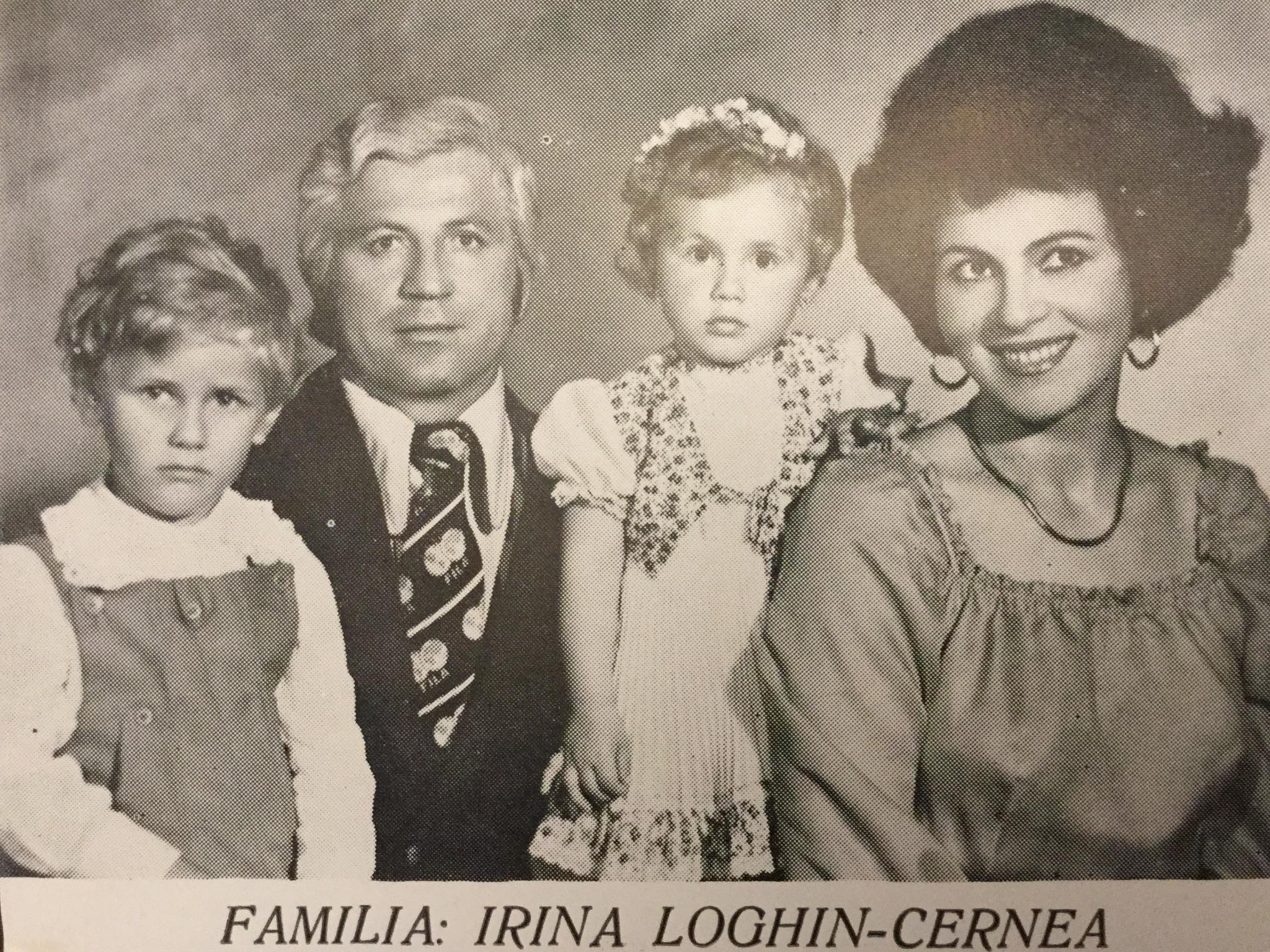 Imagine alb-negru cu Irina Loghin și Ion Cernea, alături de Irina Cernea și Ciprian Cernea, cei doi copii ai lor