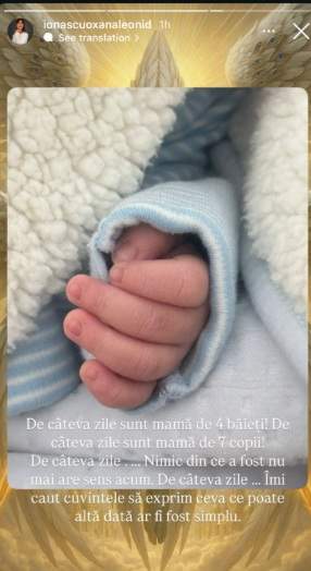 Mesajul postat de Oksana Ionașcu pe Instagram după ce a născut al șaptelea copil