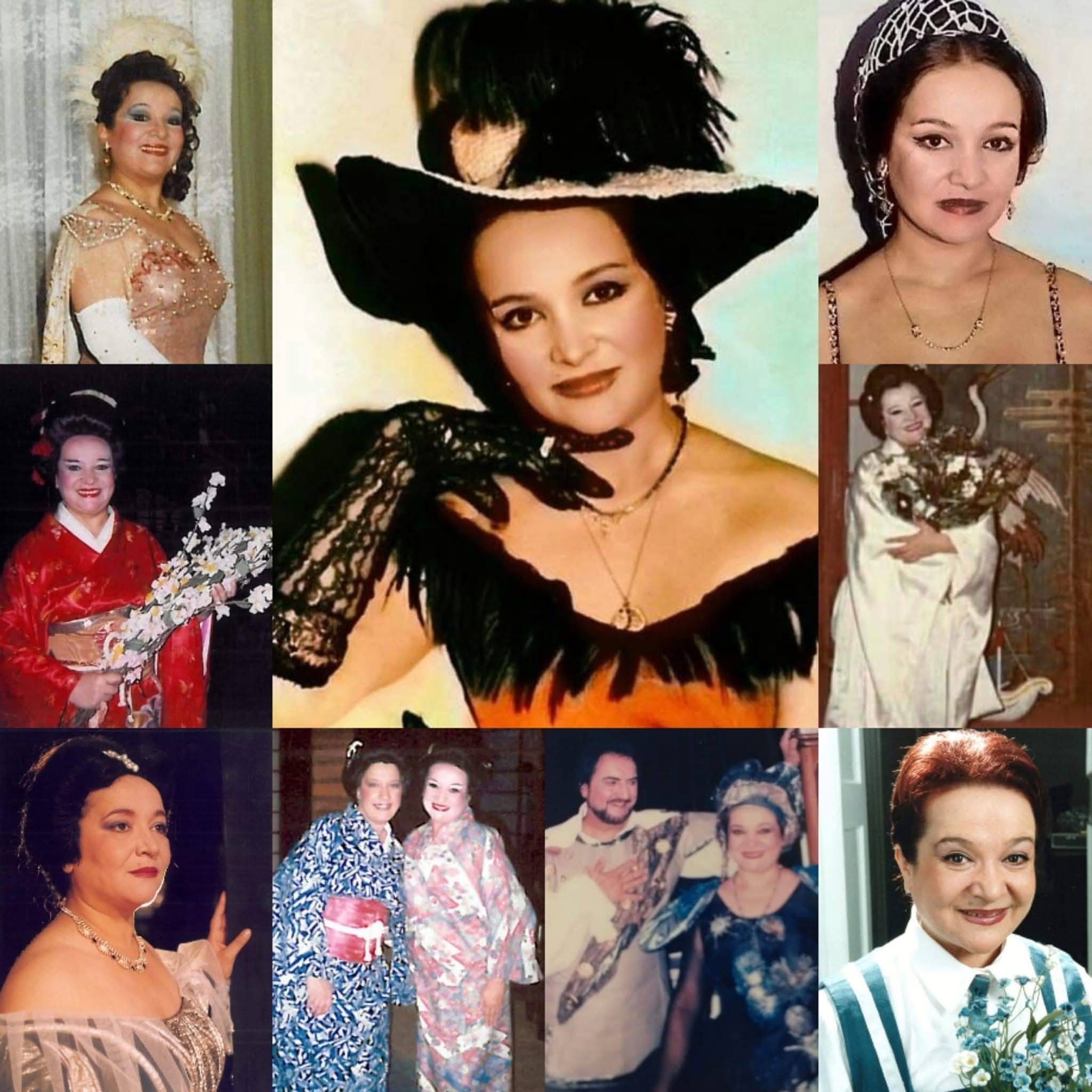 Colaj cu fotografii cu Soprana Liliana Dumitrache, &icirc;n diverse etape și ipostaze ale vieții, pe scenă sau &icirc;n afara ei