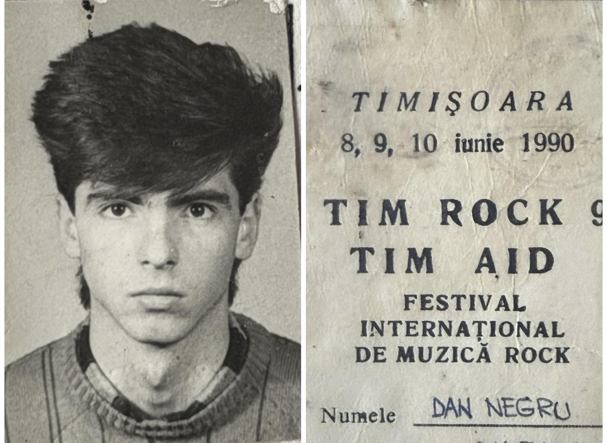 Legitimația lui Dan Negru, cu imagine alb-negru cu el, de pe vremea c&acirc;nd era fan al muzicii rock și făcea parte dintr-un fan club rock