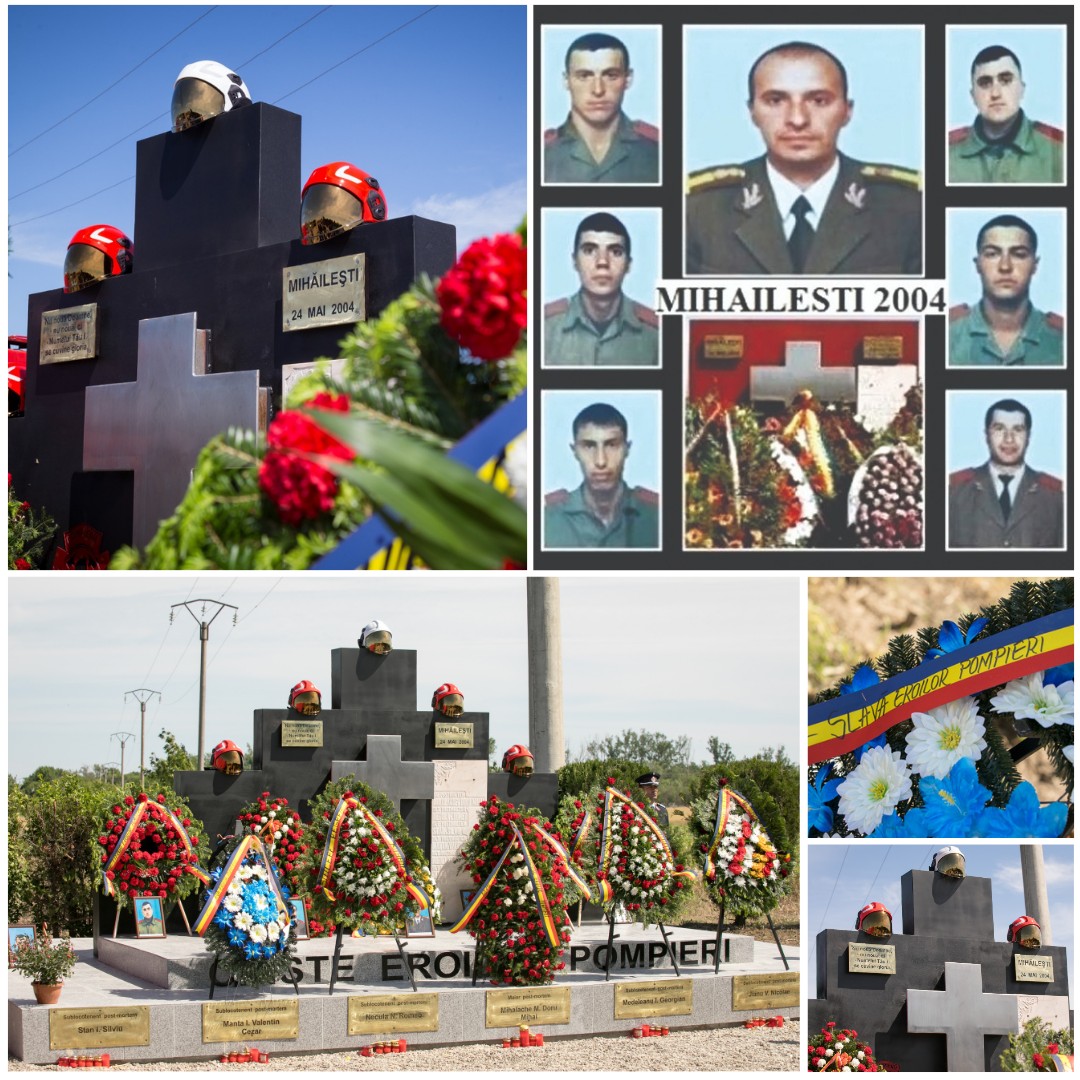 Eroii pompieri morți în explozia din Mihăilești, Buzău, pe 24 mai 2004