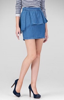 fuste peplum denim