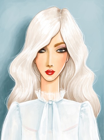Femeie bonda cu bluza alba - ilustratie