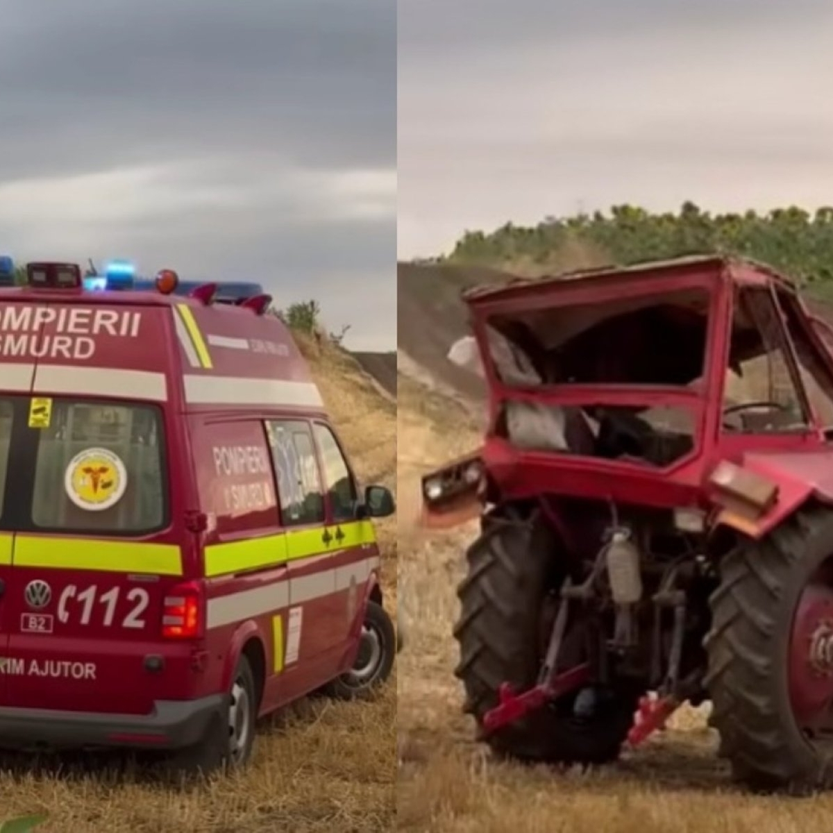 Un bărbat din Izvoarele, Teleorman, a murit strivit de propriul tractor după ce a legat de el trei remorci pline cu grâu