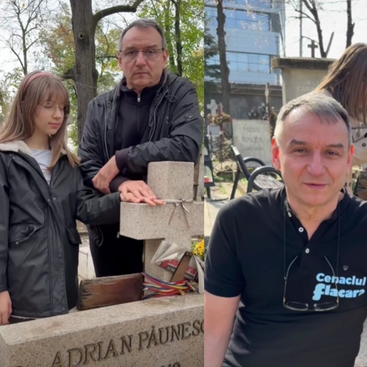 Au trecut 15 ani de la moartea lui Adrian Păunescu. Fiul său, Andrei Păunescu a mers la mormântul lui însoțit de fiica sa pentru a-i cinsti memoria
