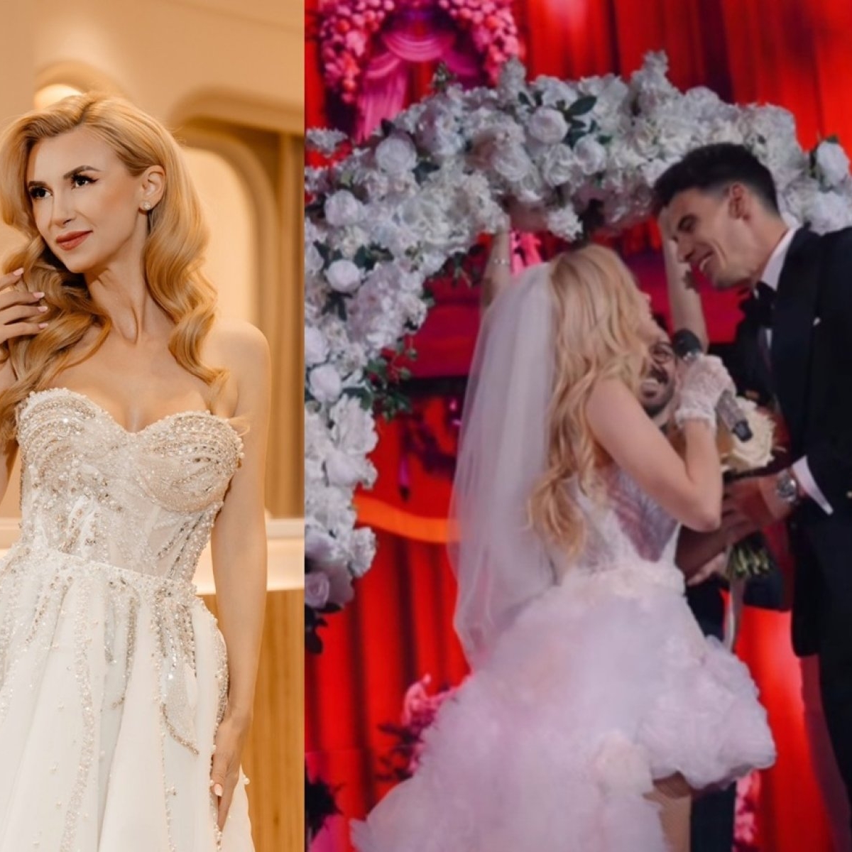 Andreea Bălan a îmbrăcat din nou rochia albă de mireasă. Imaginile momentului cu ea și Victor Cornea, într-un moment absolut emoționant
