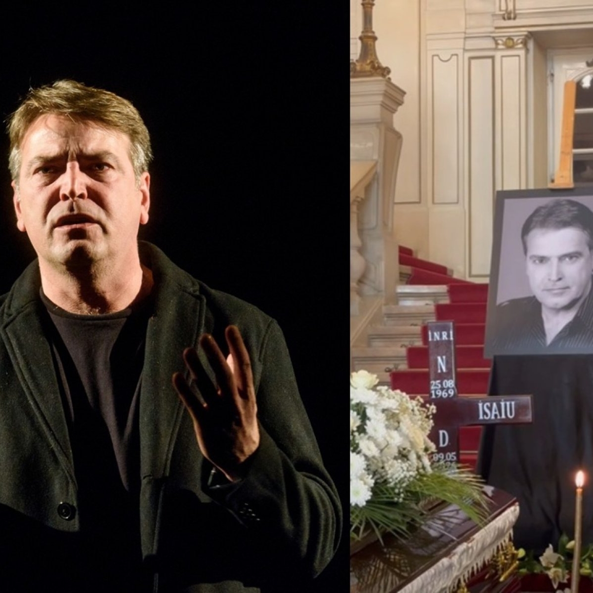 Imaginile durerii de la priveghiul lui Ioan Isaiu. Actorul a fost depus la Teatrul Național din Cluj și oamenii deja au venit pentru un ultim omagiu