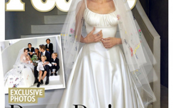 Vezi primele fotografii cu Angelina Jolie in rochie de mireasa