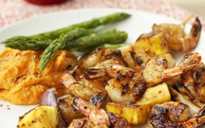 Frigarui de creveti Terikyaki: fantastica imbinare de creveti si ananas!