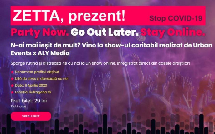 Urban Events în parteneriat cu ALY Media vin în susținerea Asociației Zetta cu un show muzical online în scop caritabil