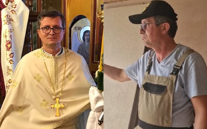 Povestea preotului în salopetă de tâmplar. Când nu este la altar, face mobilă și muncește cot la cot cu oamenii din satul Ostrov