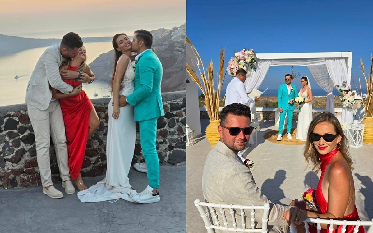 Cine sunt nașii lui Liviu Vârciu. Au plecat alături de finii lor în Santorini pentru a-i cununa a doua oară