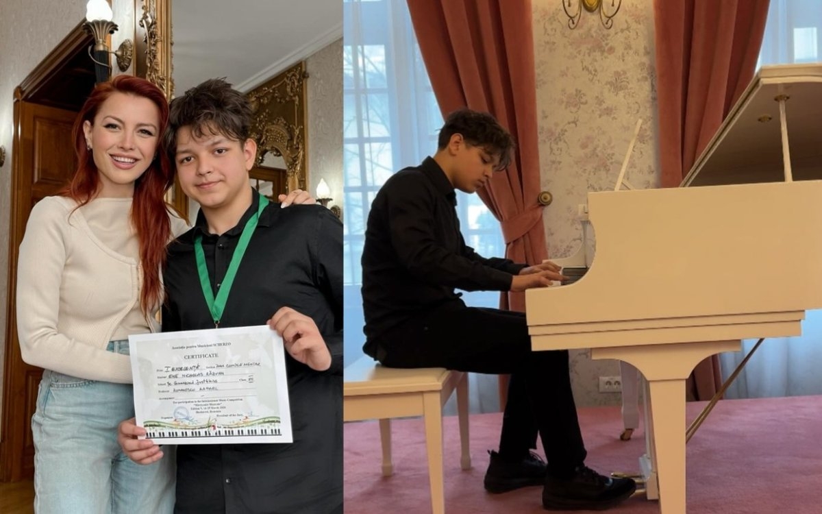 Fiul Elenei Gheorghe i-a cucerit pe fanii mamei sale. Nicholas are 14 ani și cântă impecabil la pian