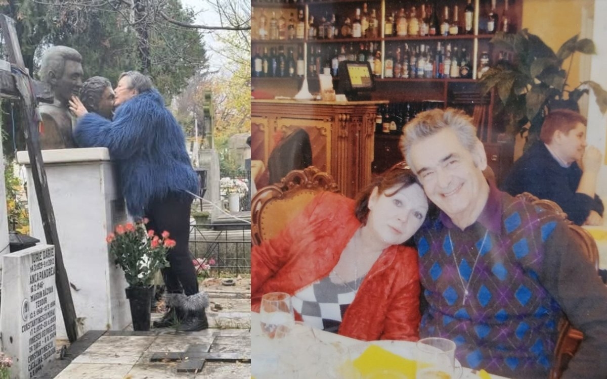Imaginile durerii cu Anca Pandrea la mormântul lui Iurie Darie, în ziua în care ar fi împlinit 97 de ani. „Ce dor îmi e de tine”