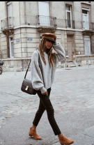 Botine maro cu pulover