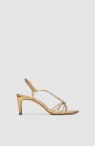 Sandale aurii din piele cu toc Zara – 199,90 de lei