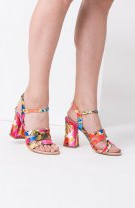 Sandale din piele naturală și material textil cu imprimeu floral colorat Florence – 231 de lei