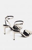 Sandale metalizate cu toc subțire Bershka – 129,90 de lei