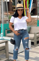 Jeans cu tricou alb
