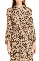 Rochie lungă cu printuri tip scoarță de copac și leopard