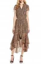 Rochie cu volane animal print