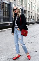 Pantofi Loafers din piele roșie