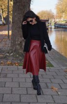 Cizme stiletto cu fustă de piele