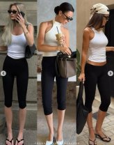 Pantaloni capri cu maiou alb