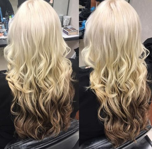 Reverse balayage cu blond platinat