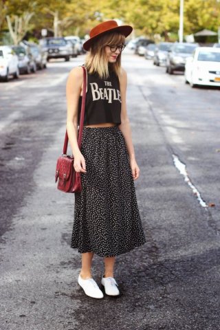 Fustă midi + crop top