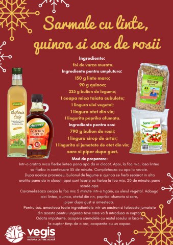 Sarmale cu linte, quinoa și sos de roșii