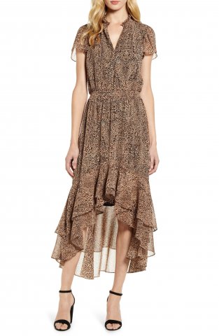 Rochie cu volane animal print