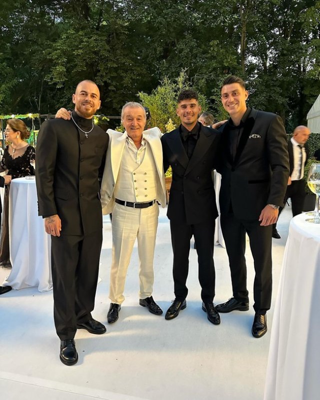 Denis Alibec, Gigi Becali, Florinel Coman, Ionut Nedelcearu la nunta lui Ianis Hagi
